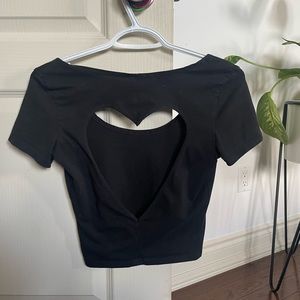 heart shaped open back cropped tee
